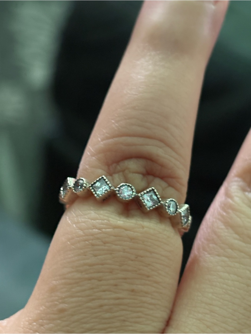 Pandora Silver CZ Milgrain Stackable Ring